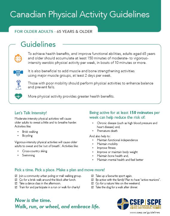 Guidelines for older adults 65 years & older 