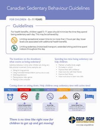 Sedendary Guidelines for Children 5-11